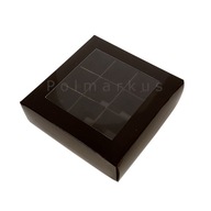 10x krabička na 9 praliniek v čokoláde, čierna, 14x14cm