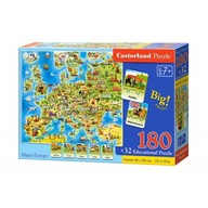 Náučné puzzle 180 dielikov Mapa Európy. Castor