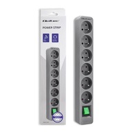 Qoltec Power strip | 6 zásuviek | 1,8 m | Šedá