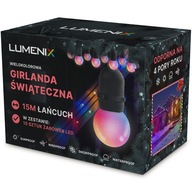 VIANOČNÁ GARLANDA 15m VONKAJŠIE RGB LED ŽIAROVKY