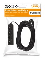 Predlžovací kábel Napájací pásik 4 Zásuvky 10m 3*1,5 mm2 16A 3680W Čierny