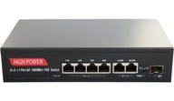 PoE switch 6 portov 1000Mb/s, 4 PoE, 85W pre IP KAMERY