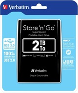 Externý pevný disk Verbatim Store'n'Go 2TB čierny USB3.0, 53177