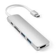 Satechi adaptér Slim v2 USB-C, 2x USB-A, 4K HDMI, čítačka kariet micro/SD