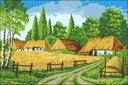 KRÍŽOVÉ VÝŠIVKOVÉ PLÁTNO 75x50 DEDINA - ČAS ŽATY 9202