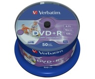 VERBATIM DVD+R 4,7GB TLAČITEĽNÁ torta 50 kusov BEZ ID