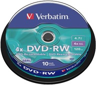 VERBATIM DVD-RW DISKY 4,7GB PREPISOVACIE 10ks