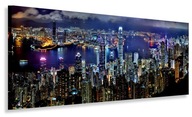 LED OBRAZ 150x60 osvetlený HONG KONG CITY V NOCI