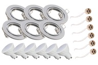 SET 6x LED GU10 8W halogénová CHROMOVÁ KRUHOVÁ LAMPA