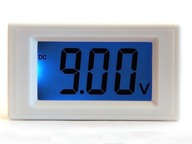 SUPER LCD Voltmeter 19mm modrý +/-20V biely panel