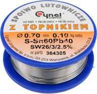 CÍNOVÁ PÁJKA SPÁJKA TOK 0,7mm 100g CYNEL