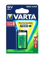 VARTA BATÉRIA 9V 6F22 200mAh Ni-MH BATÉRIA