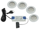 Sada 4x okrúhle LED svietidlo 2W 12V stropné + zdroj