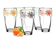 Tall Glass 250ml Flowers Mix Color