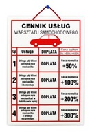 Vtipné auto CENNÍK DIELNE A-4