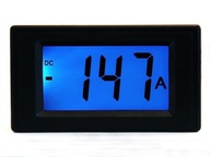 Čierny LCD ampérmeter 19mm modrý +/-200A