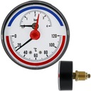 Teplomer Manometer 63mm 120 stupňov 4 bar zadný 1/2 1/4