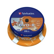 VERBATIM DVD-R VYTLAČITEĽNÁ torta 25 kusov NA POTLAČ