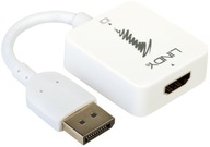 Prevodník HDMI na DisplayPort LINDY 4K biely